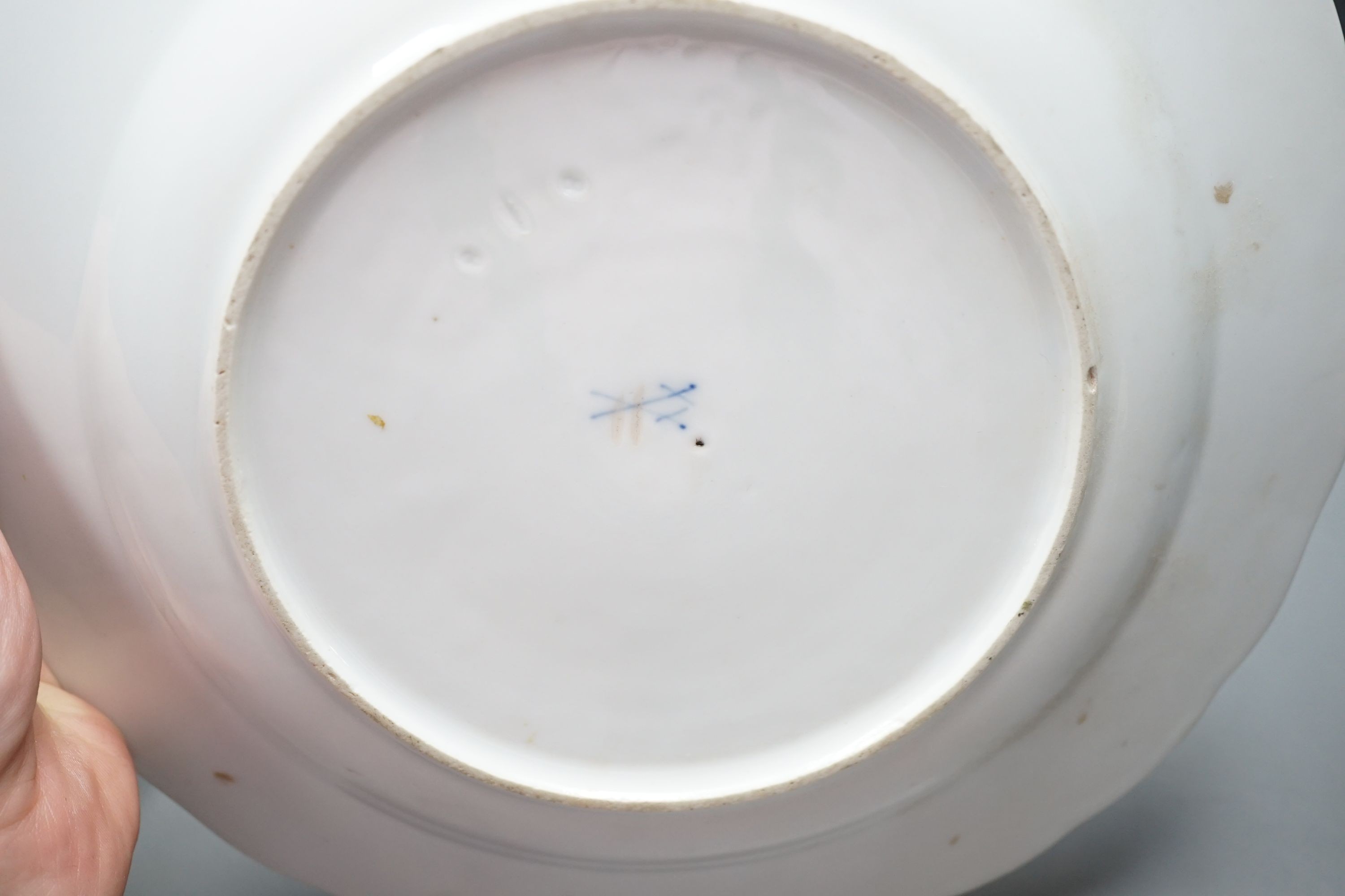 A pair of 19th century Meissen outside decorated bird plates, 24.5cm